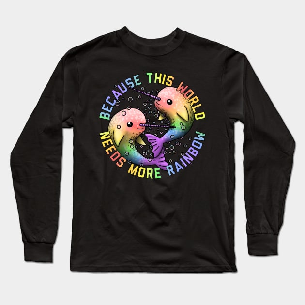 More Rainbow Narwhals Long Sleeve T-Shirt by Art by Veya